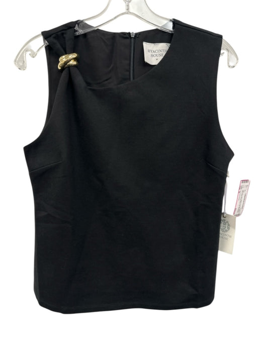 Hyacinth House Size M Black Polyester Blend gold metal accent Back Zip Top Black / M