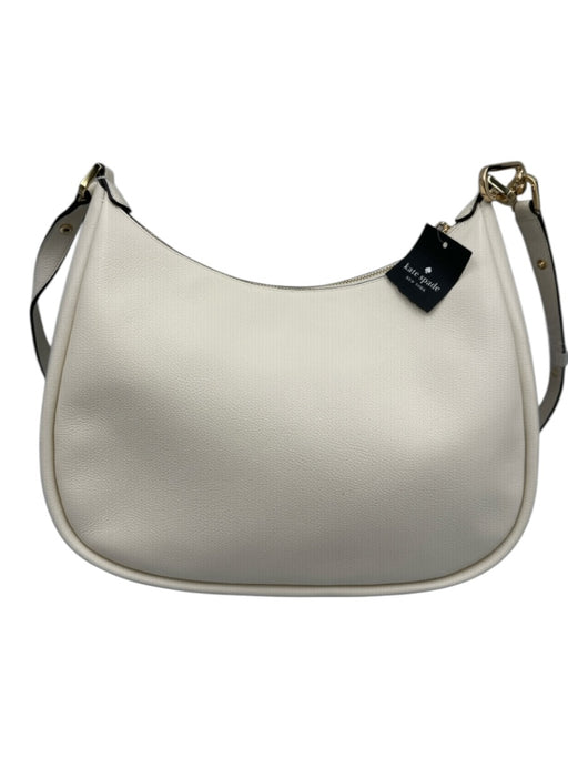 Kate Spade Ivory Pebble Leather Gold Metal Shoulder Bag Purse Ivory / Small