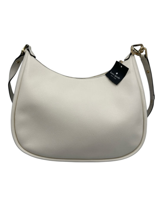 Kate Spade Ivory Pebble Leather Gold Metal Shoulder Bag Purse Ivory / Small