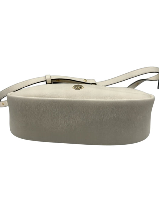 Kate Spade Ivory Pebble Leather Gold Metal Shoulder Bag Purse Ivory / Small