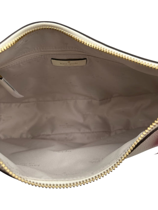 Kate Spade Ivory Pebble Leather Gold Metal Shoulder Bag Purse Ivory / Small
