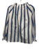 Ann Mashburn Size M White & Blue & Red Cotton Elastic Trim Vertical Stripes Top White & Blue & Red / M