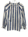 Ann Mashburn Size M White & Blue & Red Cotton Elastic Trim Vertical Stripes Top White & Blue & Red / M