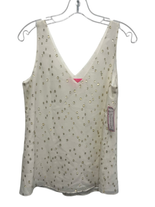 Lilly Pulitzer Size M Cream & Gold No Fabric Tag Mesh Top Gold Dot Detail Top Cream & Gold / M