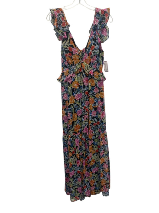 Aqua Size M Black & Multi Polyester Mesh floral Ruffle Sleeve Detail Dress Black & Multi / M