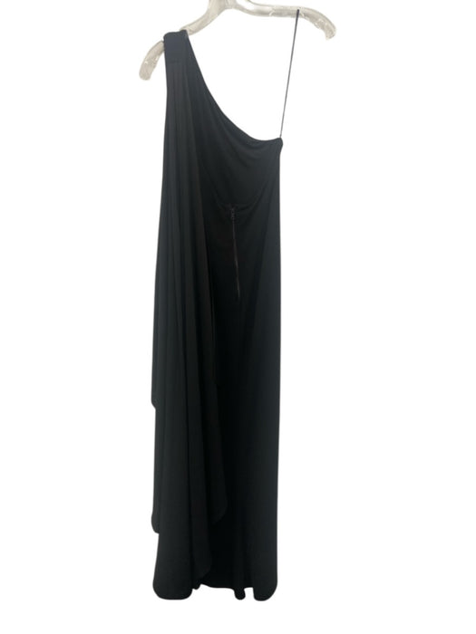 Alice & Olivia Size 6 Black Polyester Pulled one shoulder Attached Sash Dress Black / 6