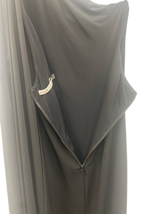 Alice & Olivia Size 6 Black Polyester Pulled one shoulder Attached Sash Dress Black / 6