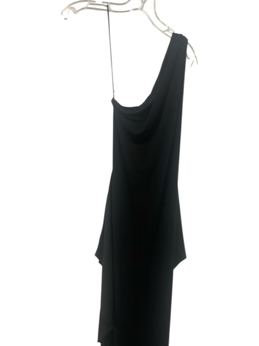 Alice & Olivia Size 6 Black Polyester Pulled one shoulder Attached Sash Dress Black / 6