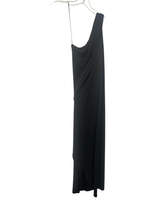 Alice & Olivia Size 6 Black Polyester Pulled one shoulder Attached Sash Dress Black / 6