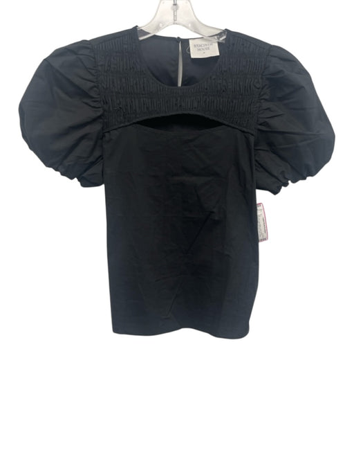 Hyacinth House Size M Black Cotton Blend Ribbed Detail Front peek a boo Top Black / M