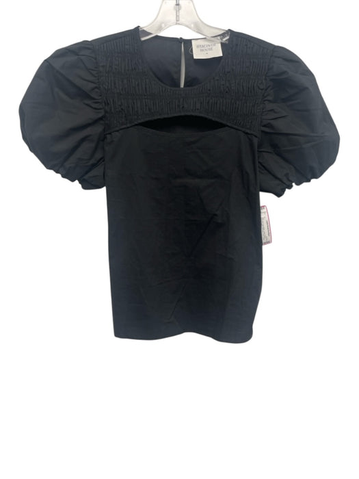 Hyacinth House Size M Black Cotton Blend Ribbed Detail Front peek a boo Top Black / M