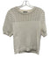 Aqua Size M Cream Cotton Knit Detail Ribbed Crew neck Puffed Short sleeve Top Cream / M