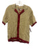 Orlebar Brown NWT Size M Tan & Red Print Linen Solid Button Up Short Sleeve Tan & Red Print / M