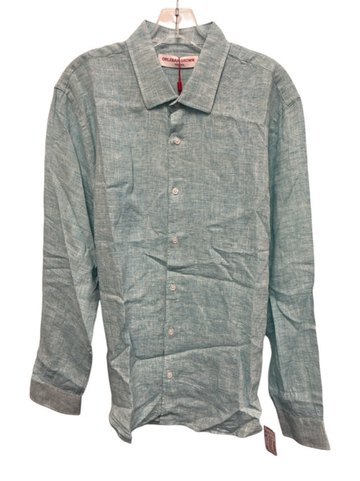 Orlebar Brown NWT Size XXL Light blue Linen Solid Button Up Long Sleeve Shirt Light blue / XXL