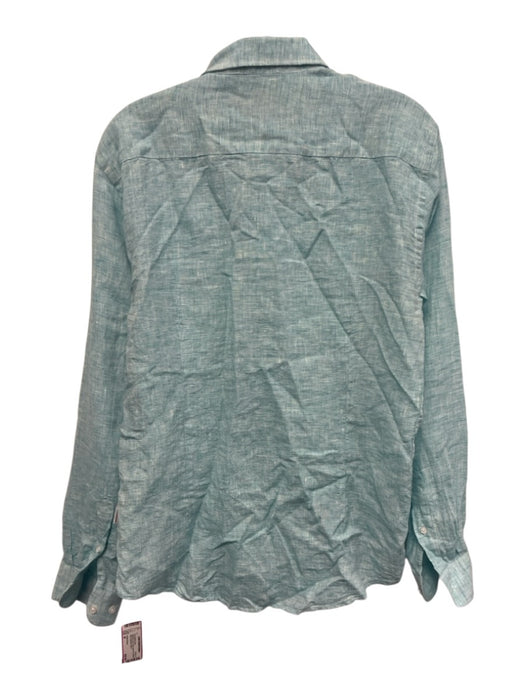 Orlebar Brown Size M Light blue Linen Solid Button Up Men's Long Sleeve Shirt Light blue / M
