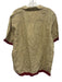 Orlebar Brown NWT Size L Tan & Red Print Linen Solid Button Up Short Sleeve Tan & Red Print / L