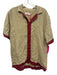 Orlebar Brown NWT Size L Tan & Red Print Linen Solid Button Up Short Sleeve Tan & Red Print / L