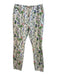 Etcetera Size 8 White & Multi Cotton & Spandex High Rise Floral Zip Fly Pants White & Multi / 8