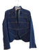 Etcetera Size 10 Navy Cotton Denim Open Front Long Sleeve Pleated Jacket Navy / 10