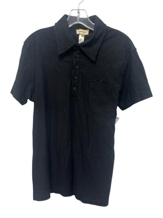 Diesel Size L Black Cotton Solid Polo Men's Short Sleeve Black / L