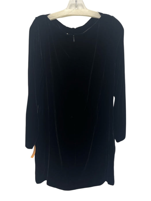 COS Size 12 Black Rayon & Silk Velvet Boat Neck Long Sleeve Back Zip Dress Black / 12