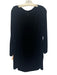 COS Size 12 Black Rayon & Silk Velvet Boat Neck Long Sleeve Back Zip Dress Black / 12