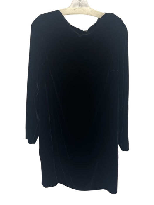 COS Size 12 Black Rayon & Silk Velvet Boat Neck Long Sleeve Back Zip Dress Black / 12