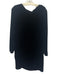 COS Size 12 Black Rayon & Silk Velvet Boat Neck Long Sleeve Back Zip Dress Black / 12