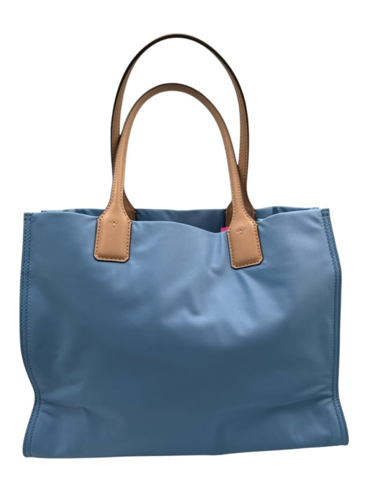 Tory Burch Blue & Brown Nylon & Leather Magnetic Closure Logo hand bag Bag Blue & Brown / M