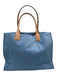 Tory Burch Blue & Brown Nylon & Leather Magnetic Closure Logo hand bag Bag Blue & Brown / M