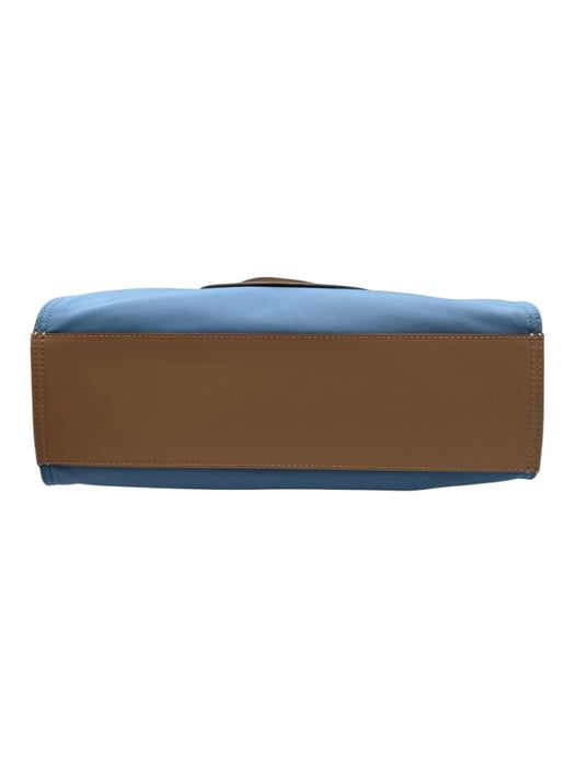 Tory Burch Blue & Brown Nylon & Leather Magnetic Closure Logo hand bag Bag Blue & Brown / M
