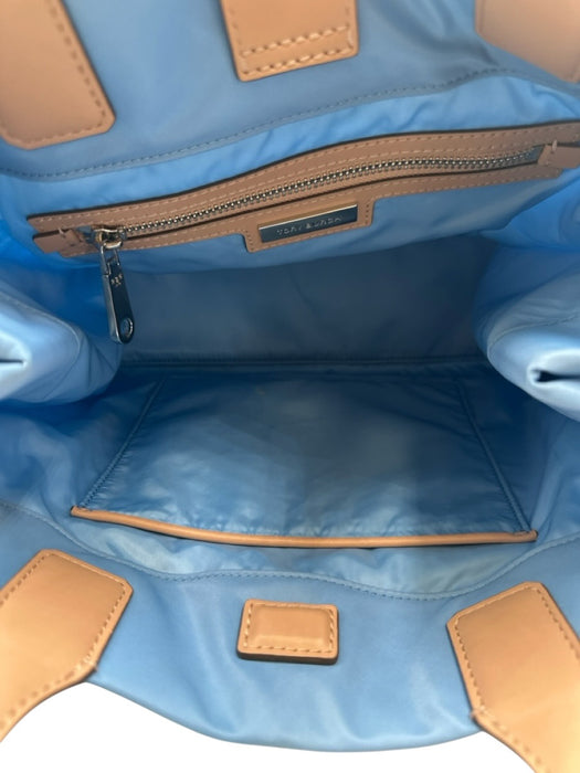 Tory Burch Blue & Brown Nylon & Leather Magnetic Closure Logo hand bag Bag Blue & Brown / M