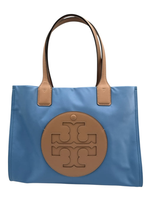 Tory Burch Blue & Brown Nylon & Leather Magnetic Closure Logo hand bag Bag Blue & Brown / M