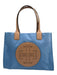Tory Burch Blue & Brown Nylon & Leather Magnetic Closure Logo hand bag Bag Blue & Brown / M