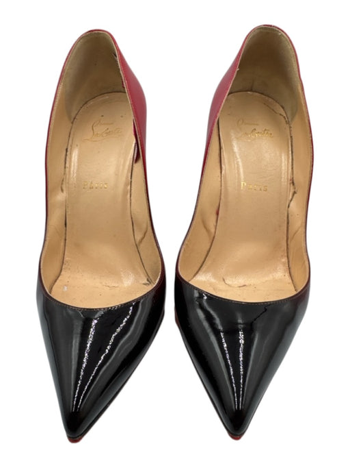 Christian Louboutin Shoe Size 39.5 Black & Red Patent Leather Pointed Toe Pumps Black & Red / 39.5