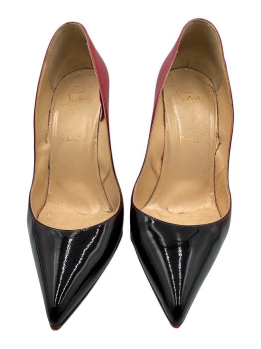 Christian Louboutin Shoe Size 39.5 Black & Red Patent Leather Pointed Toe Pumps Black & Red / 39.5