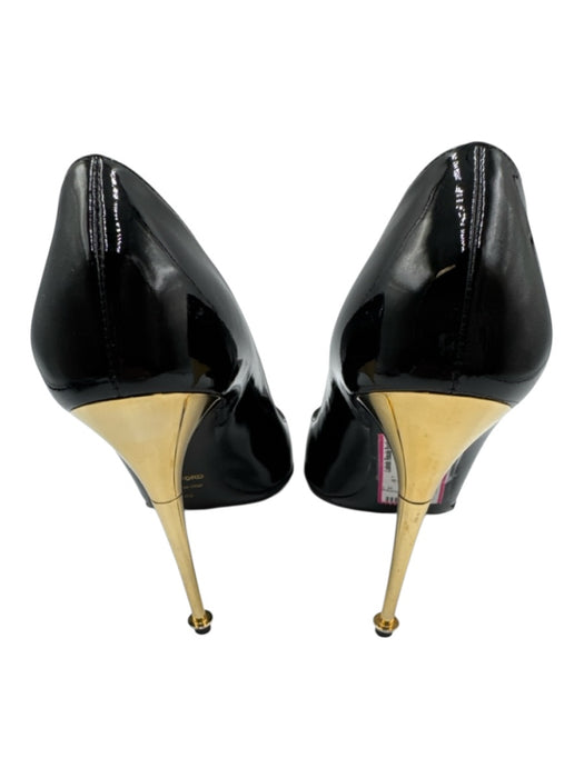 Tom Ford Shoe Size 40 Black & Gold Patent Leather Pointed Toe Gold Heel Pumps Black & Gold / 40