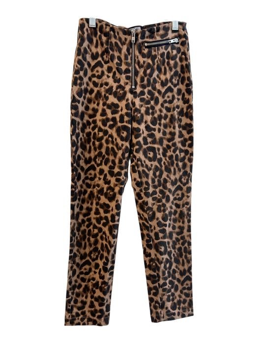 Reformation Size 0 Brown & Black Viscose Blend High Rise Side Zip Leopard Pants Brown & Black / 0