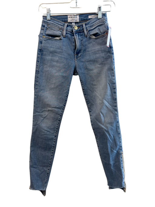 Frame Size 24 Medium Wash Cotton High Rise Skinny Fray hem Jeans Medium Wash / 24