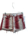 Frame Size 24 Red & White Cotton Button Fly Striped Raw Hem 5 Pocket Shorts Red & White / 24