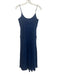 Saloni Size 0 Navy Cotton Eyelet Button Down Spaghetti Strap Pockets Dress Navy / 0