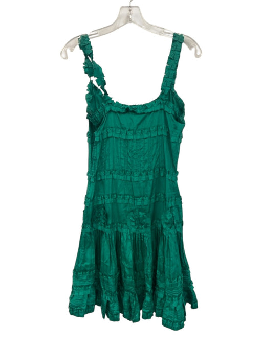 Blumarine Size 40 Green Silk Ruffle Detail Pleated Sleeveless Dress Green / 40