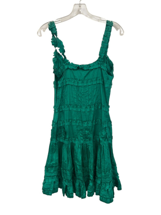 Blumarine Size 40 Green Silk Ruffle Detail Pleated Sleeveless Dress Green / 40