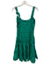 Blumarine Size 40 Green Silk Ruffle Detail Pleated Sleeveless Dress Green / 40