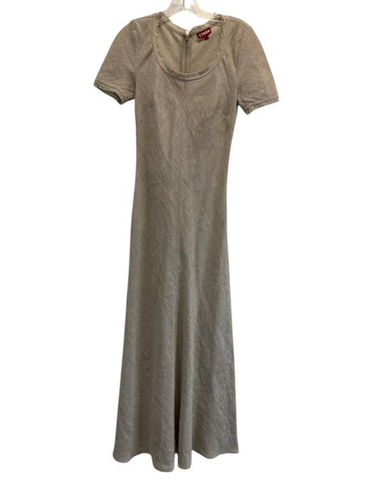 Staud Size 2 Beige Linen Back Zip Unfinished Hem short sleeve Dress Beige / 2