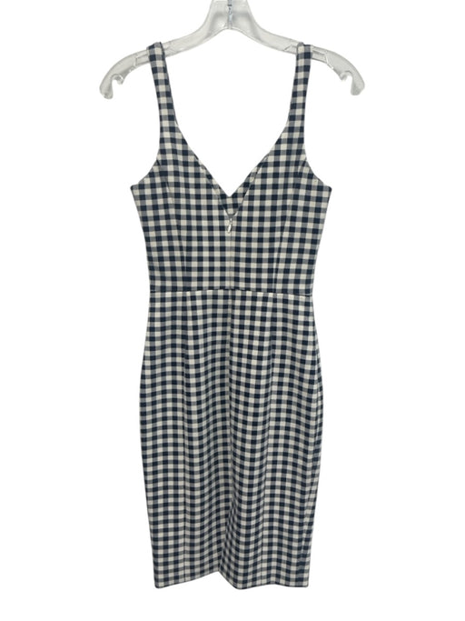Likely Size 2 Navy & White Print Polyester Gingham Sleeveless Midi Dress Navy & White Print / 2