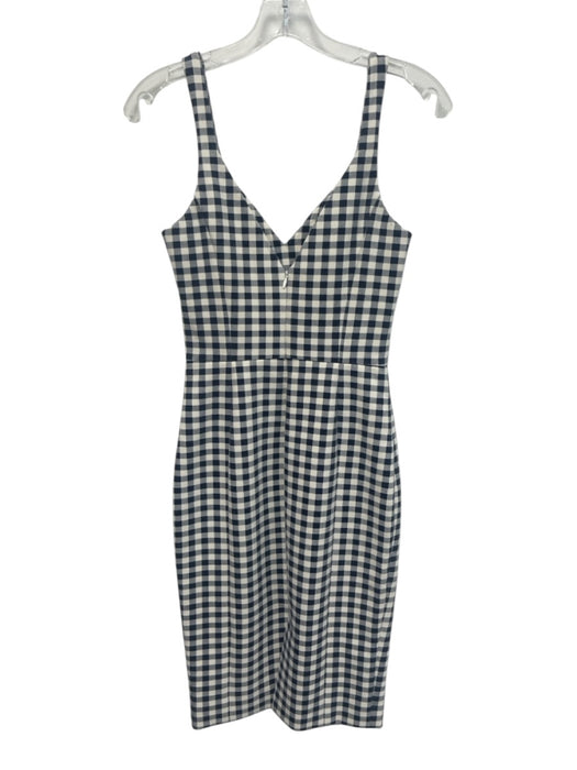 Likely Size 2 Navy & White Print Polyester Gingham Sleeveless Midi Dress Navy & White Print / 2