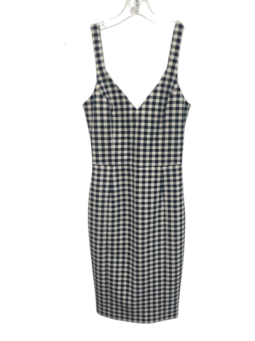 Likely Size 2 Navy & White Print Polyester Gingham Sleeveless Midi Dress Navy & White Print / 2