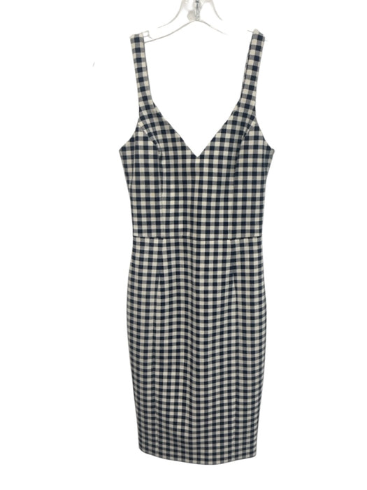 Likely Size 2 Navy & White Print Polyester Gingham Sleeveless Midi Dress Navy & White Print / 2