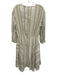 ATM Size 4 White, Gray, Yellow Linen Stripe V Neck Long Sleeve Dress White, Gray, Yellow / 4